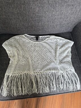 H&M White Crochet Openwork Top